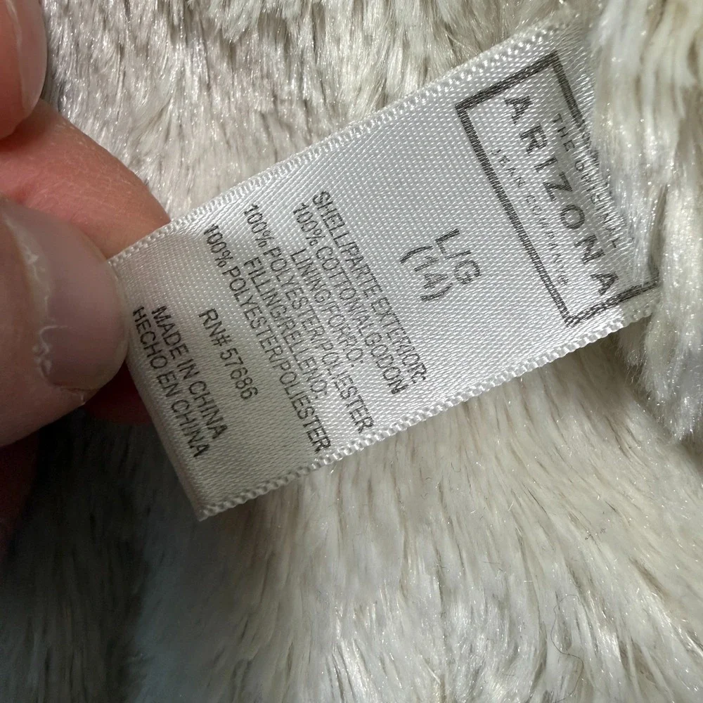 Arizona Jacket Girls 14 Blue‎ Denim Faux Fur Lined Sherpa Trucker Winter Coat